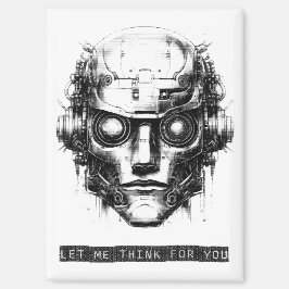 Mind Kontrolle Cyberpunk Robot Black Print Magnet