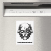 Mind Kontrolle Cyberpunk Robot Black Print Magnet (In Situ (Geschirrspüler))