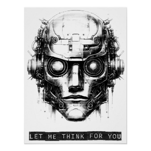 Mind Kontrolle Cyberpunk Robot Black Print Poster (Vorderseite)