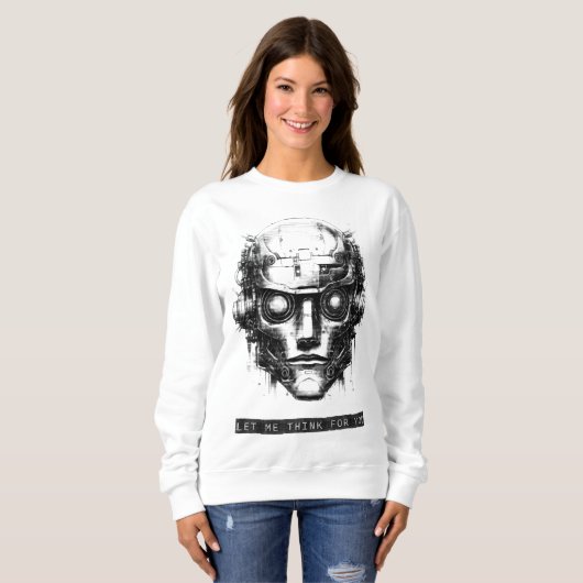 Mind Kontrolle Cyberpunk Robot Black Print Sweatshirt (Vorne ganz)