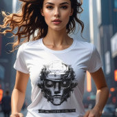 Mind Kontrolle Cyberpunk Robot Black Print T-Shirt