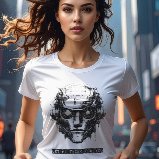 Mind Kontrolle Cyberpunk Robot Black Print T-Shirt