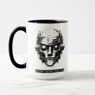 Mind Kontrolle Cyberpunk Robot Black Print Tasse