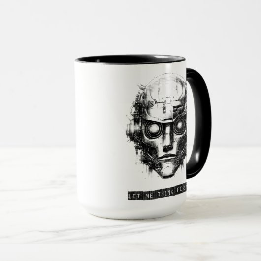 Mind Kontrolle Cyberpunk Robot Black Print Tasse (VorderseiteRechts)