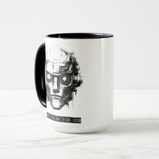 Mind Kontrolle Cyberpunk Robot Black Print Tasse (Vorderseite Links)