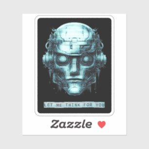 Mind Kontrolle Cyberpunk Robot Blue Grunge Aufkleber