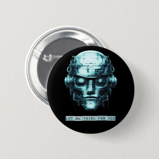 Mind Kontrolle Cyberpunk Robot Blue Grunge Button (Vorne & Hinten)