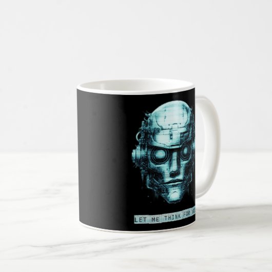 Mind Kontrolle Cyberpunk Robot Blue Grunge Kaffeetasse (VorderseiteRechts)