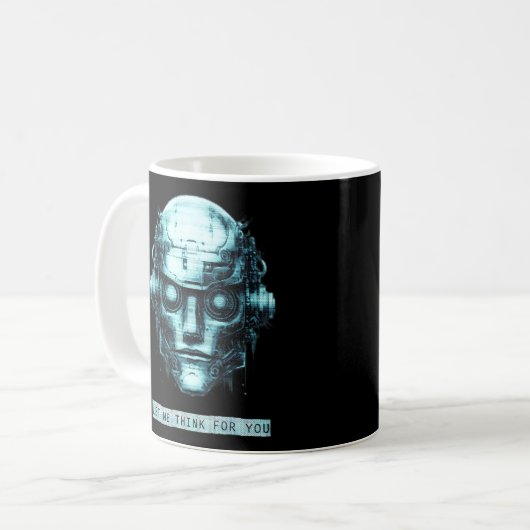 Mind Kontrolle Cyberpunk Robot Blue Grunge Kaffeetasse (Vorderseite Links)