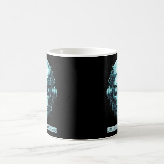 Mind Kontrolle Cyberpunk Robot Blue Grunge Kaffeetasse (Mittel)