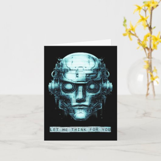 Mind Kontrolle Cyberpunk Robot Blue Grunge Karte (Gelbe Blume)