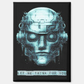 Mind Kontrolle Cyberpunk Robot Blue Grunge Magnet (Vorderseite)