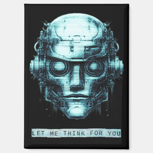 Mind Kontrolle Cyberpunk Robot Blue Grunge Magnet (Vorderseite)