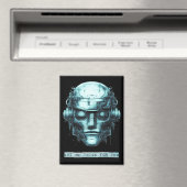 Mind Kontrolle Cyberpunk Robot Blue Grunge Magnet (In Situ (Geschirrspüler))