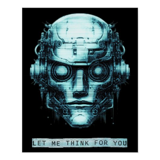 Mind Kontrolle Cyberpunk Robot Blue Grunge Poster (Vorderseite)