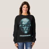 Mind Kontrolle Cyberpunk Robot Blue Grunge Sweatshirt (Vorne ganz)