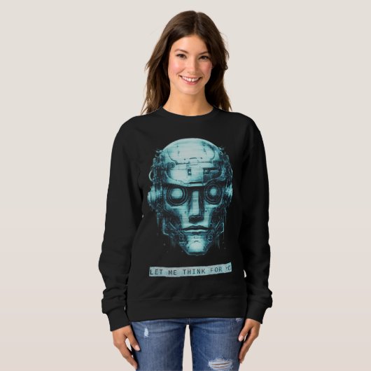 Mind Kontrolle Cyberpunk Robot Blue Grunge Sweatshirt (Vorne ganz)