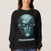 Mind Kontrolle Cyberpunk Robot Blue Grunge Sweatshirt (Vorderseite)
