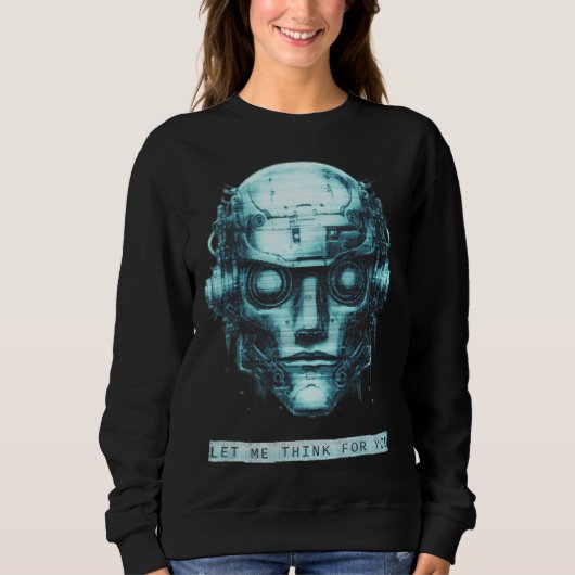 Mind Kontrolle Cyberpunk Robot Blue Grunge Sweatshirt (Vorderseite)