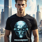 Mind Kontrolle Cyberpunk Robot Blue Grunge T-Shirt