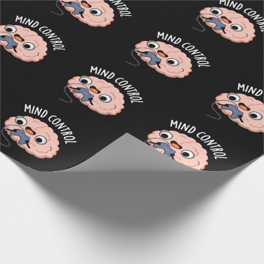 Mind Kontrolle Funny Brain Pun Dark BG Geschenkpapier (Ecke)