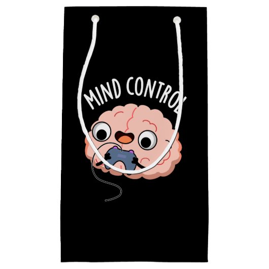 Mind Kontrolle Funny Brain Pun Dark BG Kleine Geschenktüte (Vorderseite)