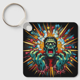 "Mind Meltdown Frankenstein" Aluminum Keychain Schlüsselanhänger