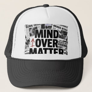 Mind Over Matter Brutalist Zeitungs-Grafik Hoodie Truckerkappe