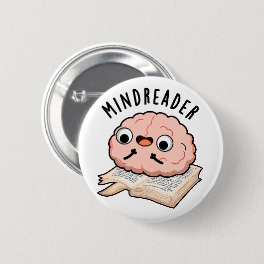 Mind Reader Funny Brain Pun Button (Vorne & Hinten)