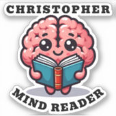 Mind Reader Funny Puff mit Namen Aufkleber (Vorderseite)