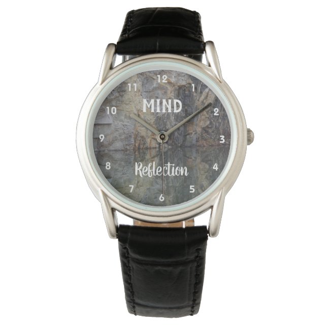 Mind Reflection Rock Wall Inspirational   Armbanduhr (Vorderseite)