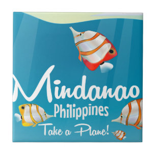 Mindanao, Philippinen Cartoon Reiseplakat Fliese
