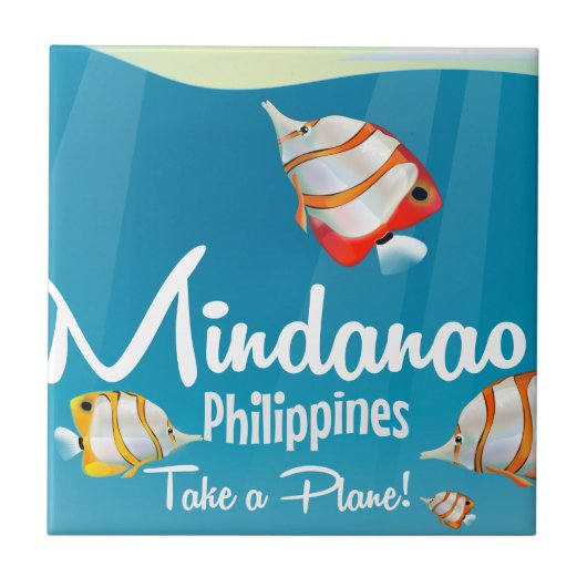 Mindanao, Philippinen Cartoon Reiseplakat Fliese (Vorderseite)
