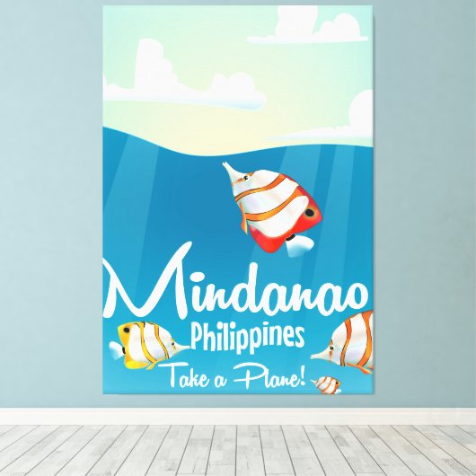 Mindanao, Philippinen Cartoon Reiseplakat Leinwanddruck (Insitu (Holzboden))
