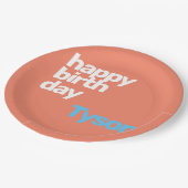 Mindest-Geburtstag-Pfirsich-Party Pappteller (Schrägansicht)