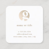 Mindest-Goldmonogramm Quadratische Visitenkarte (Rückseite)