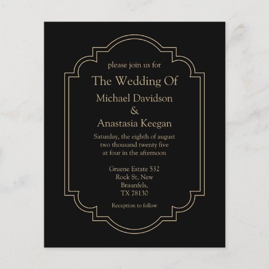 Mindest-Hochzeitsreise mit schwarzem Gold (Vorderseite)