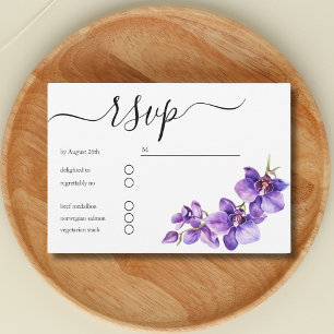 Mindest-Orchid-Blumenzeitszenario RSVP Karte