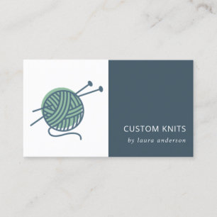 MINDESTENS GREEN NAVY GRAD KNITTING WOOL GARN BALL VISITENKARTE