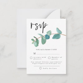 MINDESTGRÖSSE | Blue Eucalyptus Blätter Wedding RS Mitteilungskarte