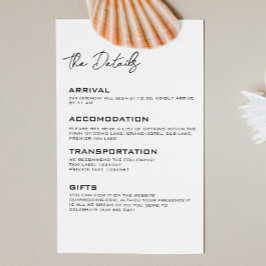 Mindestkarte für die Hochzeitdetails Begleitkarte