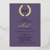 Mindestleaf | All-in-One-lila & Gold Foil Folieneinladung (Vorderseite)