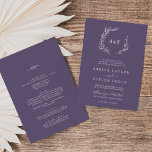 Mindestleaf | Alle in einer Hochzeit Lila Einladung<br><div class="desc">Dieses lila Blatt-Pflaume ist perfekt für eine Hochzeitsfeier. Die schlichte Silhouette der grünen Blätter in dunkelblauer Veilchenform, die mit minimalistischem Boho-Stil lila ist. Personalisieren Sie mit den ersten Initialen des Paares. Rett Papier, indem man die Details auf der Rückseite der Hochzeitseinladung statt auf einer separaten Kapselkarte angibt. Geben Sie auch...</div>