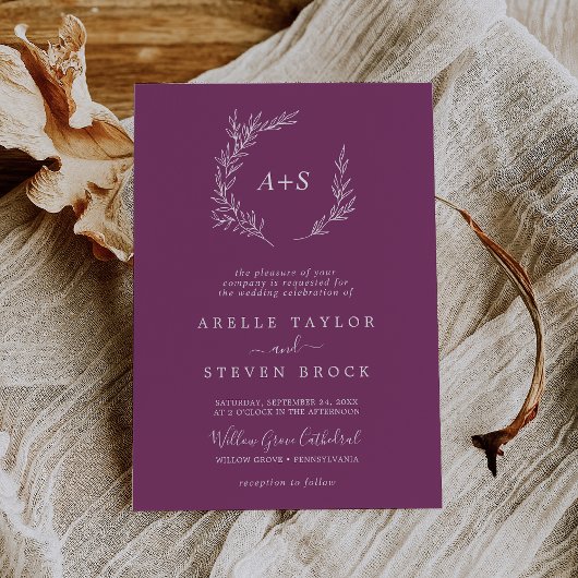 Mindestleaf | Berry Formal Monogram Wedding Einladung