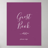 Mindestleaf | Berry Lila Guest Book Poster (Vorne)