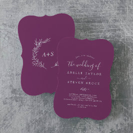 Mindestleaf | Berry Lila Monogram Back Wedding Einladung