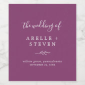 Mindestleaf | Berry Lila Wedding Wine Label Weinetikett (Einzelnes Label)