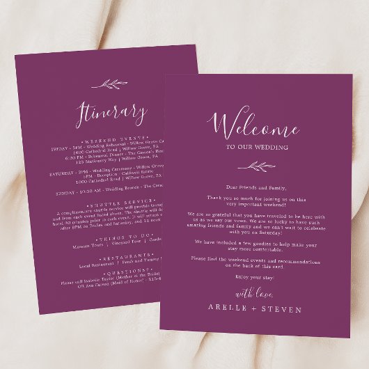 Mindestleaf | Berry Welcome Letter & Itinerary