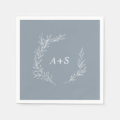 Mindestleaf | Blaue und weiße Monogramm Hochzeit Serviette (Vorderseite)