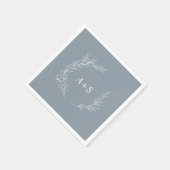Mindestleaf | Blaue und weiße Monogramm Hochzeit Serviette (Ecke)